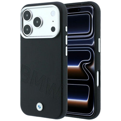Husa BMW Sign Inclined Deboss Letters Magsafe pentru iPhone 17 Pro / 18 Pro - Negru