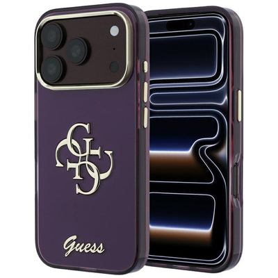 Husa Guess IML 4G Script Metal pentru iPhone 17 Pro / 18 Pro - Burgundy