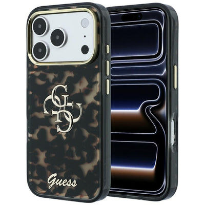 Husa Guess IML 4G Script Metal pentru iPhone 17 Pro Max / 18 Pro Max - Negru si Maro