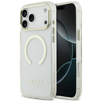 Husa Guess Metal Outline Magsafe pentru iPhone 17 Pro Max / 18 Pro Max - Auriu