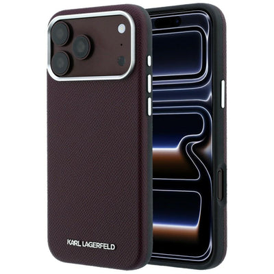 Husa Karl Lagerfeld Grained Elongated Logo Magsafe pentru iPhone 17 Pro Max / 18 Pro Max - Burgundy