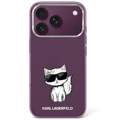 Husa Karl Lagerfeld IML Choupette Body Sketch Print Magsafe pentru iPhone 17 Pro / 18 Pro - Burgundy