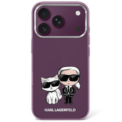 Husa Karl Lagerfeld IML Karl&Choupette Bodies Sketch Print Magsafe pentru iPhone 17 Pro / 18 Pro - Burgundy