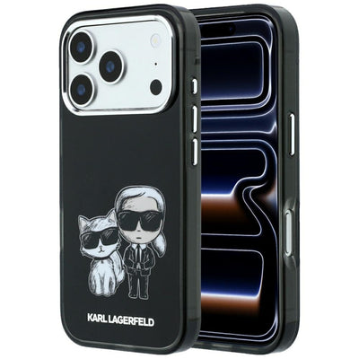 Husa Karl Lagerfeld IML Karl&Choupette Bodies Sketch Print Magsafe pentru iPhone 17 Pro / 18 Pro - Negru