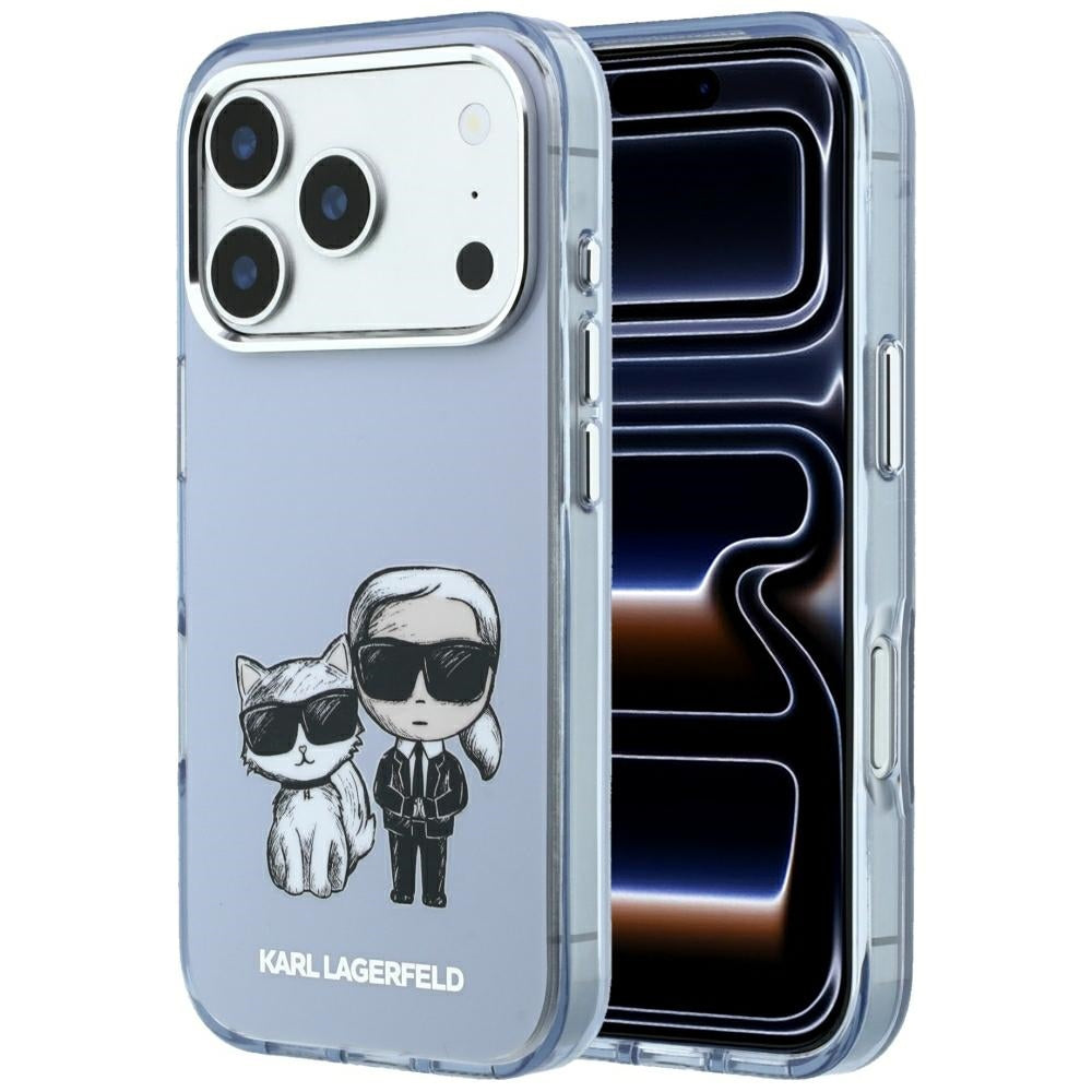 Husa Karl Lagerfeld IML Karl&Choupette Bodies Sketch Print Magsafe pentru iPhone 17 Pro Max / 18 Pro Max - Albastru desc