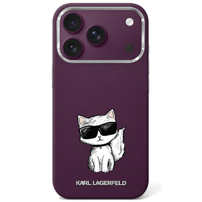 Husa Karl Lagerfeld Smooth Choupette Sketch Magsafe pentru iPhone 17 Pro / 18 Pro - Burgundy