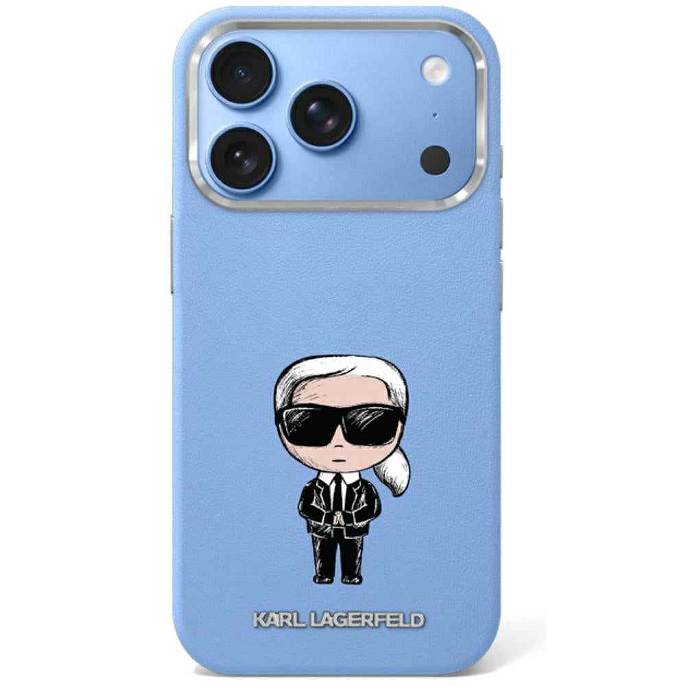Husa Karl Lagerfeld Smooth Ikonik Sketch Magsafe pentru iPhone 18 Pro / 17 Pro - Albastru deschis