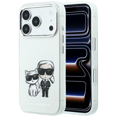 Husa Karl Lagerfeld Smooth Karl & Choupette Bodies Sketch Magsafe pentru iPhone 18 Pro Max / 17 Pro Max Bej