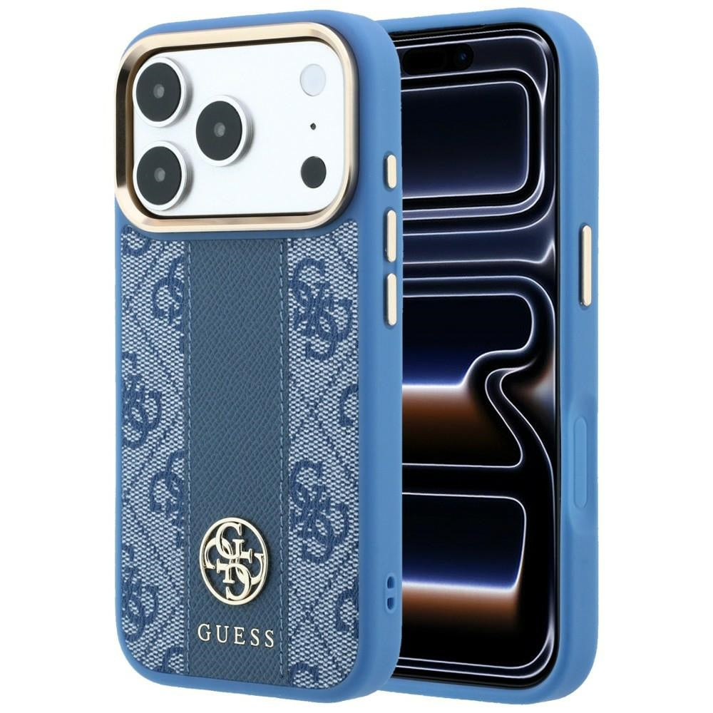 Husa Guess 4G cu Stripe Round si Classic Logos Magsafe pentru iPhone 17 Pro Max / 18 Pro Max - Albastru
