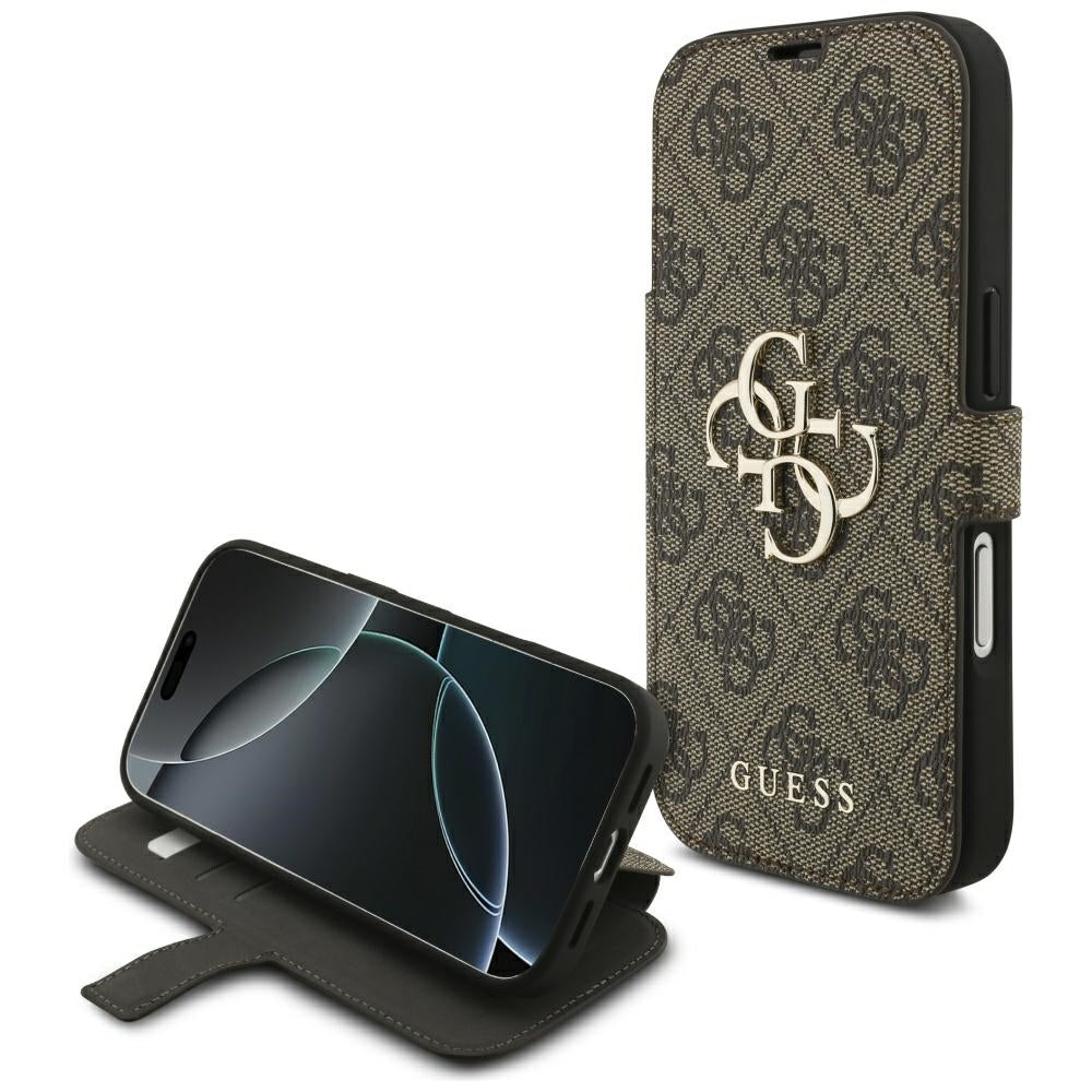Husa Guess Book 4G Metal Logo pentru iPhone 18 Pro / 17 Pro - Maro