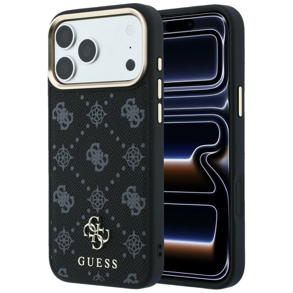 Husa Guess Peony 4G Small Logo Magsafe pentru iPhone 17 Pro / 18 Pro - Negru