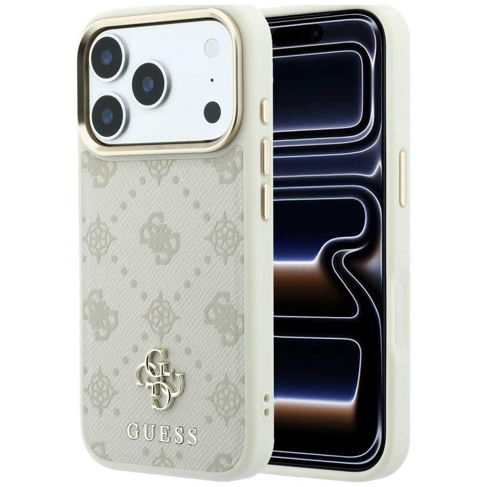 Husa Guess Peony 4G Small Logo Magsafe pentru iPhone 17 Pro Max / 18 Pro Max - Bej