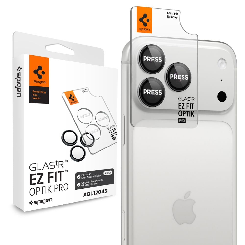 Folie Spigen Optik Pro Glas.tr EZ FIT 2-Pack sticla Camera protectie pentru iPhone 18 Pro / 18 Pro Max - Gri inchis