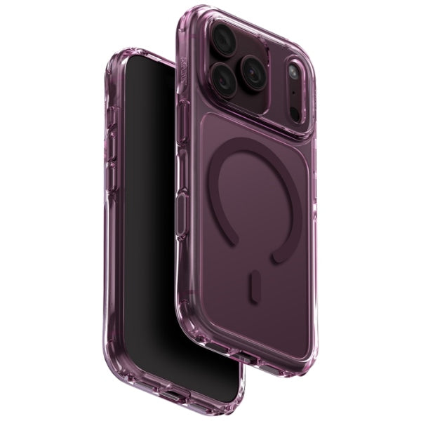 Husa Uniq Lifepro Xtreme Magclick Charging pentru iPhone 18 Pro / 17 Pro - Transparent Burgundy