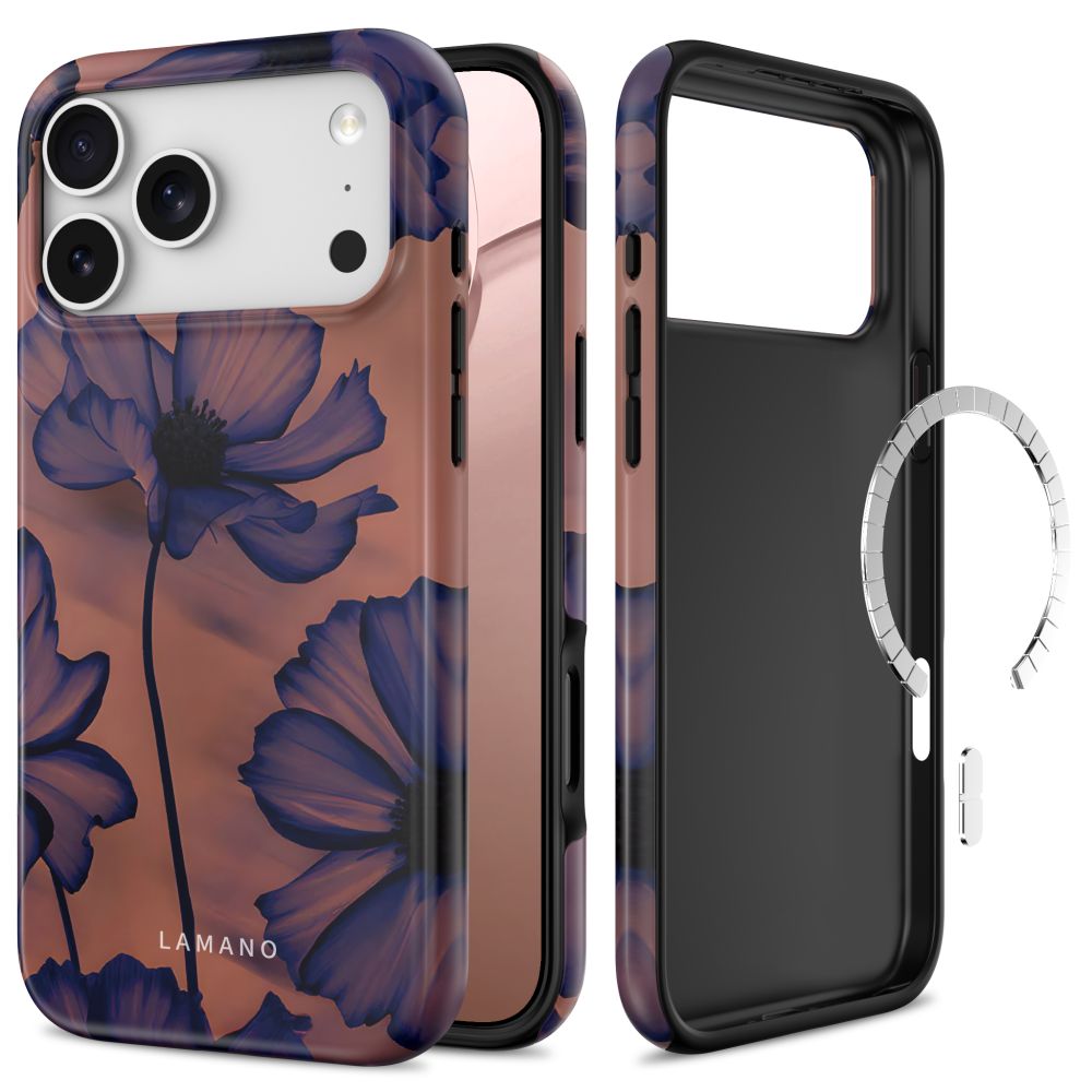 Husa Tech-protect Lamano Magsafe pentru iPhone 18 Pro / 17 Pro - Bleumarin si Maro