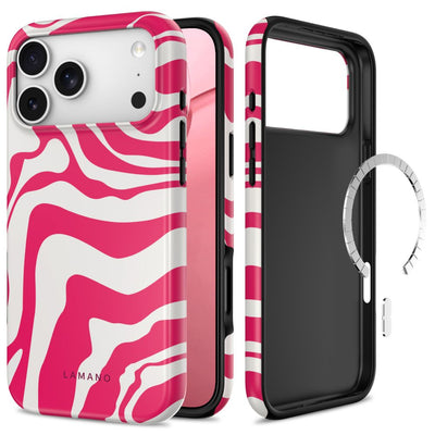 Husa Tech-protect Lamano Magsafe pentru iPhone 18 Pro Max / 17 Pro Max - Alb si Roz