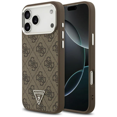 Husa Guess 4G Triangle Logo Magsafe pentru iPhone 18 Pro Max / 17 Pro Max - Maro & Argintiu