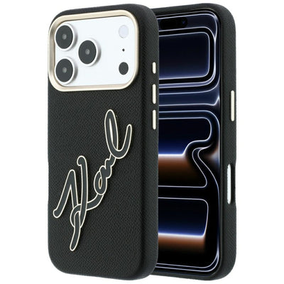 Husa Karl Lagerfeld Smooth Big Resin Signature Logo pentru iPhone 18 Pro / 17 Pro - Negru