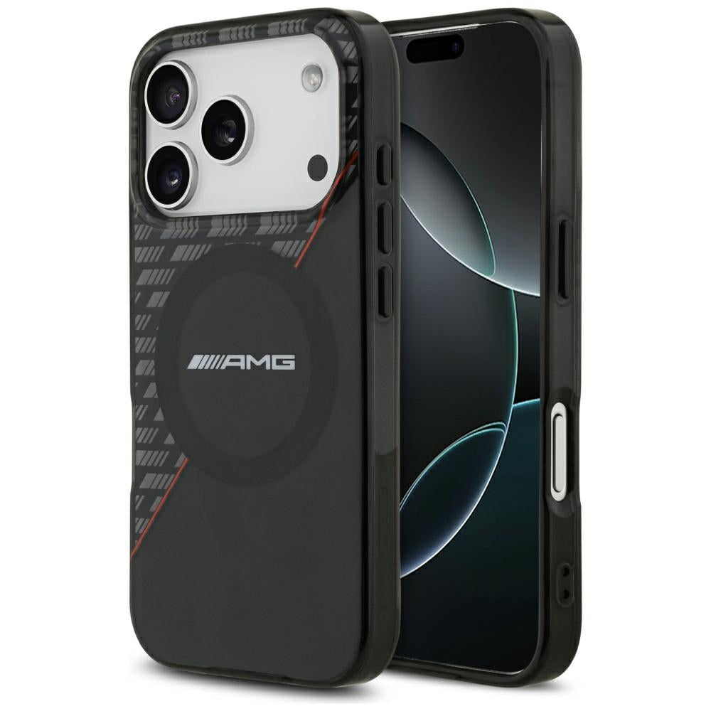 Husa Mercedes AMG IML Double Layer Rhombs Magsafe pentru iPhone 18 Pro / 17 Pro - Negru si Rosu