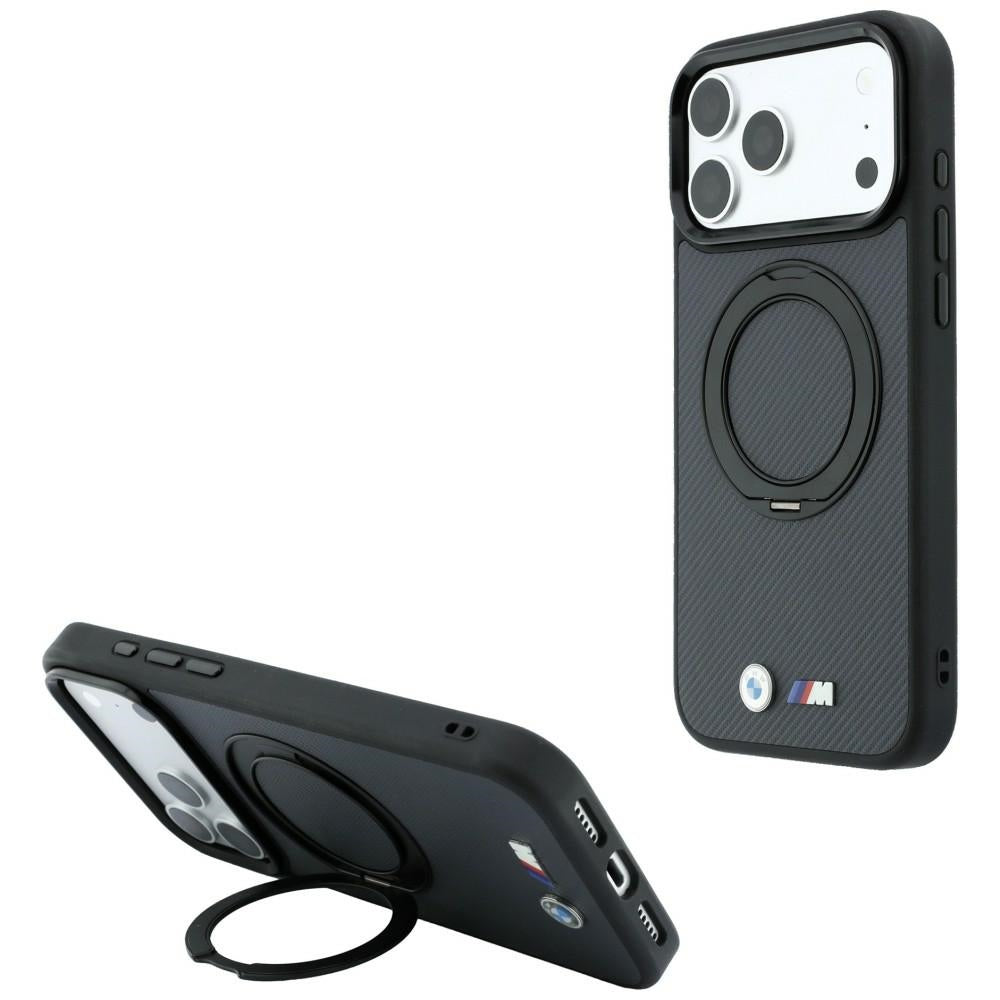 Husa BMW Kevlar Ring Stand 360 Magsafe pentru iPhone 18 Pro Max / 17 Pro Max - Gri inchis