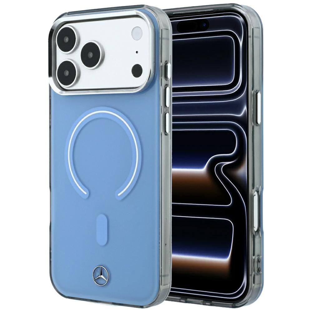 Husa Mercedes Double Layer Iconic Logo Magsafe pentru iPhone 18 Pro Max / 17 Pro Max - Albastru