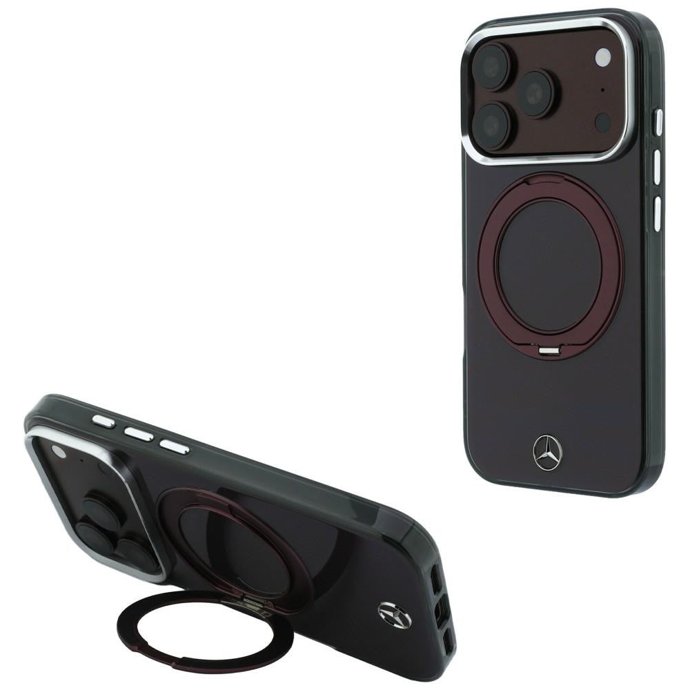 Husa Mercedes Ring Stand Iconic Logo Magsafe pentru iPhone 18 Pro / 17 Pro - Burgundy