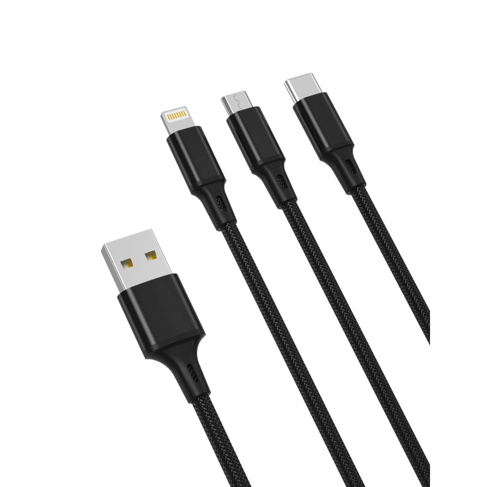 Cablu XO Nb173 3in1 USB - Lightning + Usb-c + Microusb 1,2 M 2,4A Negru