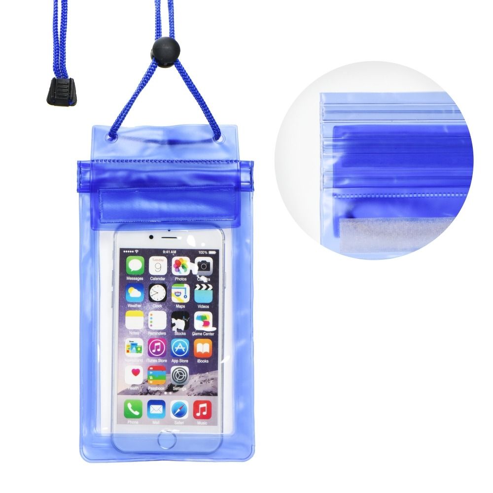Husa Waterproof Bag pentru Mobile Phone cu Zipper Closing Albastru