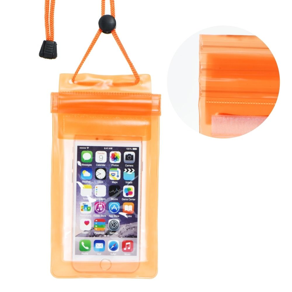 Husa Waterproof Bag pentru Mobile Phone cu Zipper Closing Portocaliu