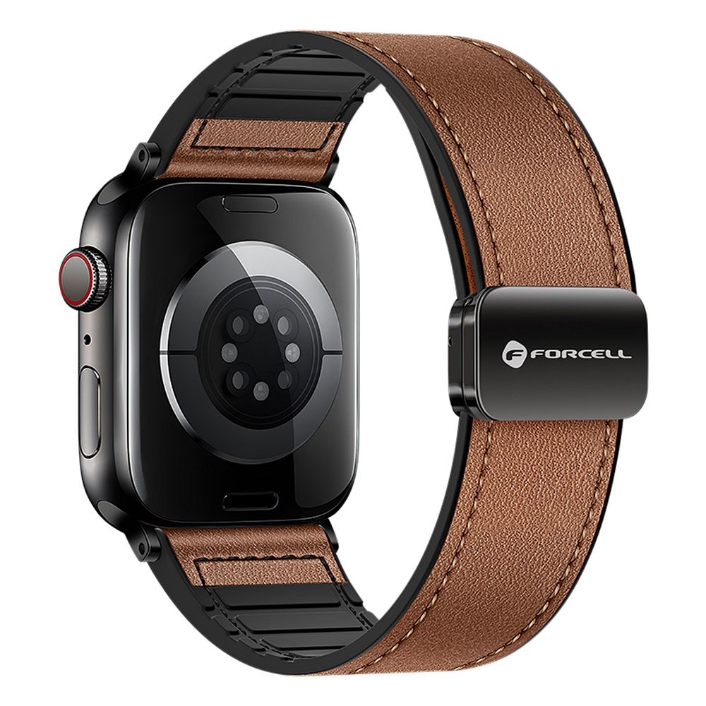 Curea Forcell To Apple Watch F-design Fa21 Magnetic Eco-friendly piele 42 / 44 / 45 / 49 Mm Maro
