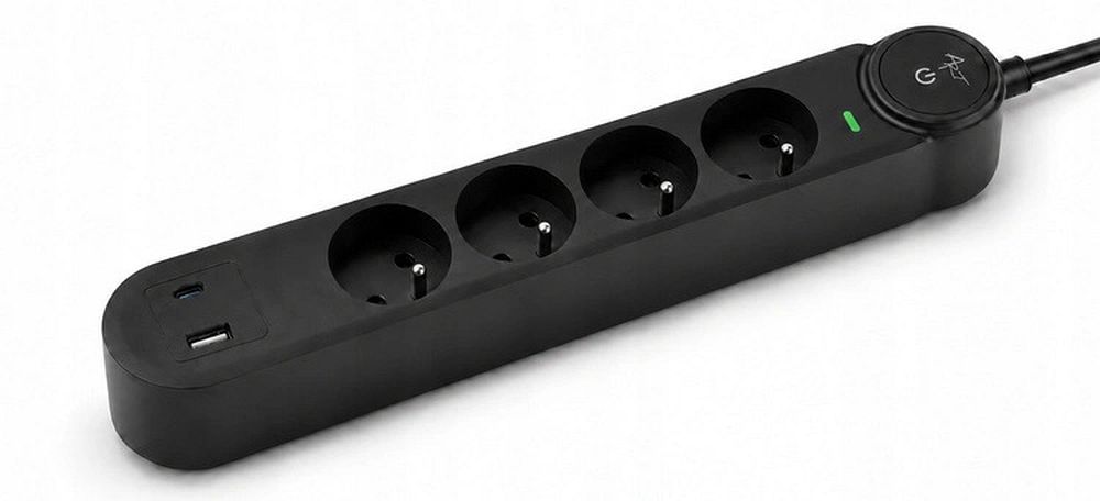 Incarcator priza Art Extension Cord 4 Sockets + USB A + USB C Fu915 3 M Negru