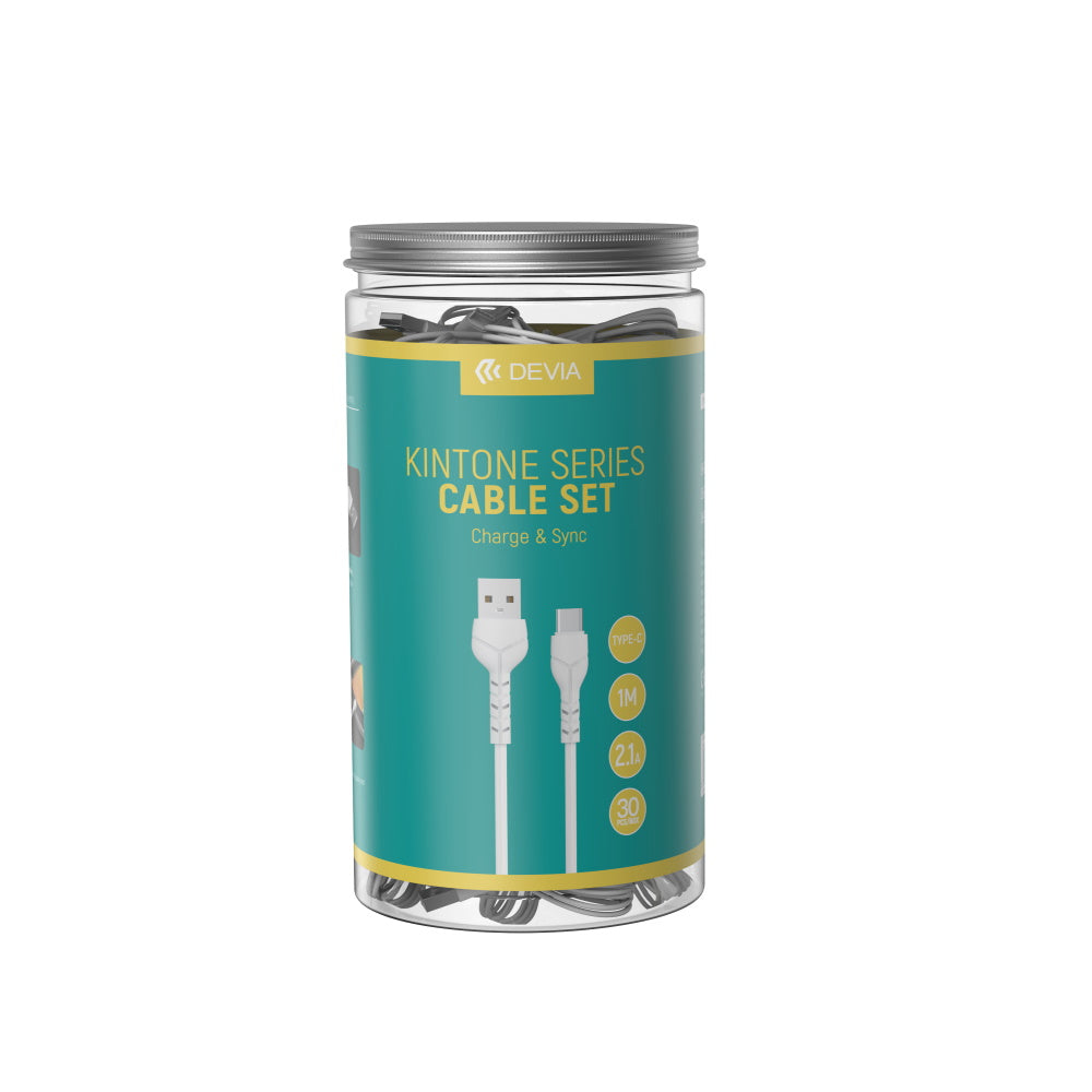Cablu Devia Kintone V2 Ec305 USB - Usb-c 1,0 M 2,1A Alb Set 30 Pcs