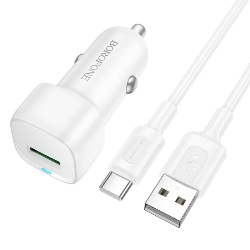 Cablu R06 Borofone - Incarcator auto Cloud (Bz34) - Usb-a/C Included, Single Port Usb-a, 18W (QC/FCP/AFC), ABS, pentru D