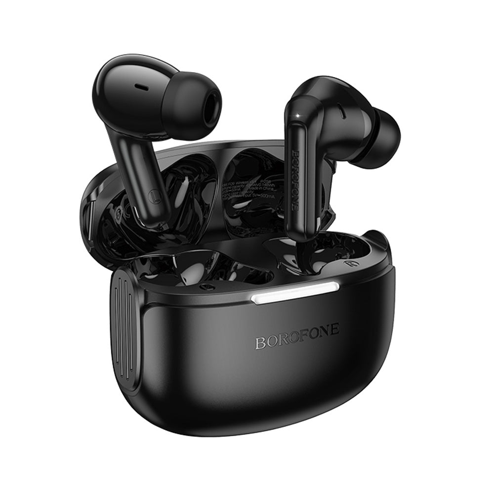 Casti R06 Borofone - Wireless Peaceful (FQ9) - Bluetooth V5.4, 300mAh, True Wireless, Touch Control - Negru