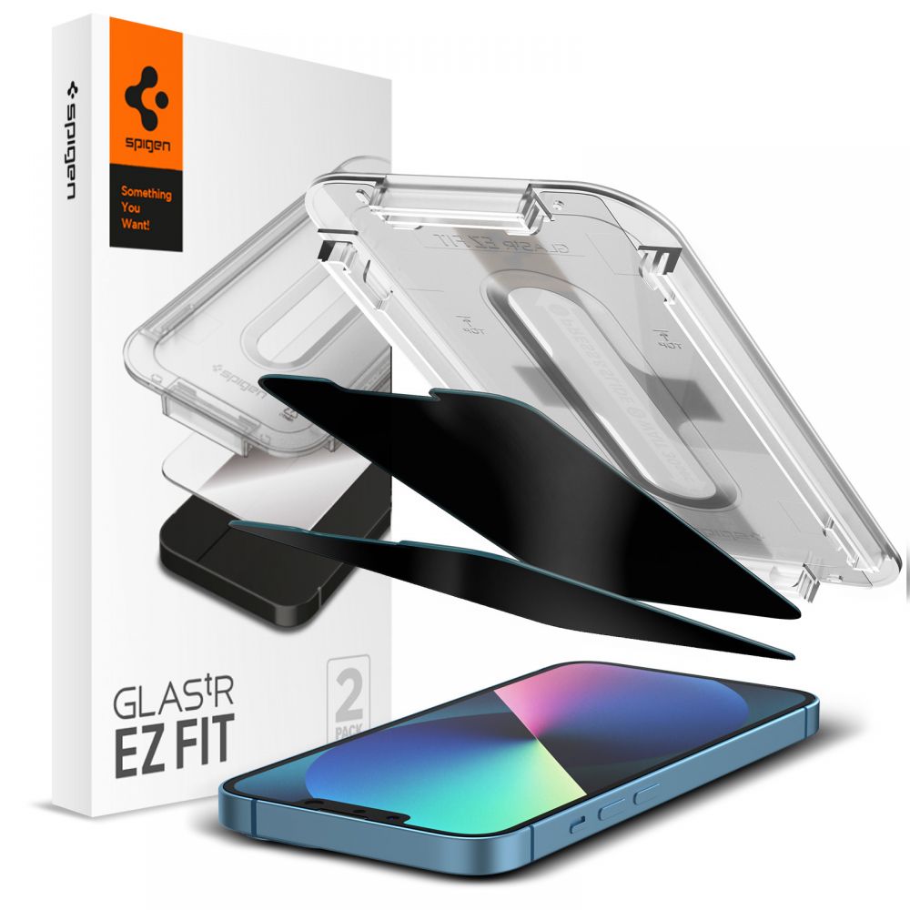 Folie Spigen sticla Glas.tr "EZ FIT" 2-Pack pentru iPhone 13 / 13 PRO / 14 / 16E 6,1" Privacy