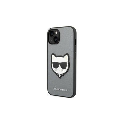 Husa Karl Lagerfeld pentru iPhone 14 Plus 6,7" Klhcp14msapchg Argintiu PU Saffiano Husa cu Choupette Head Patch