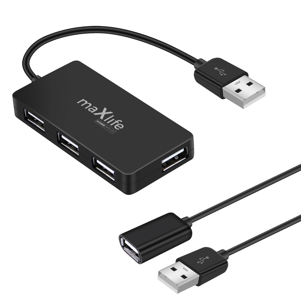 Cablu Maxlife Home Office USB 2.0 Hub USB - 4x USB 0,15 M Negru + 1,5 M