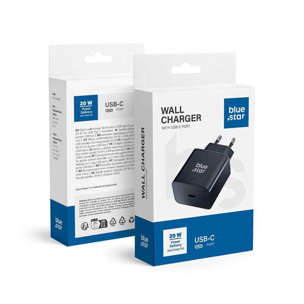 Incarcator Albastru Star Phone USB C Qc3.0 PD 3A 20W Negru