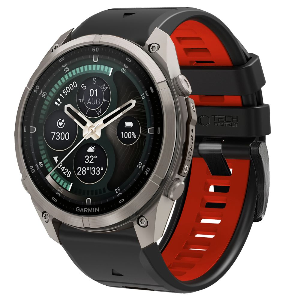 Curea Tech-protect Iconband Pro Garmin Fenix 5X / 5X Plus / 6X / 6X Pro / 7X / 8 / 8 Pro / 9 / 9 Pro (47 Mm) Negru/Rosu