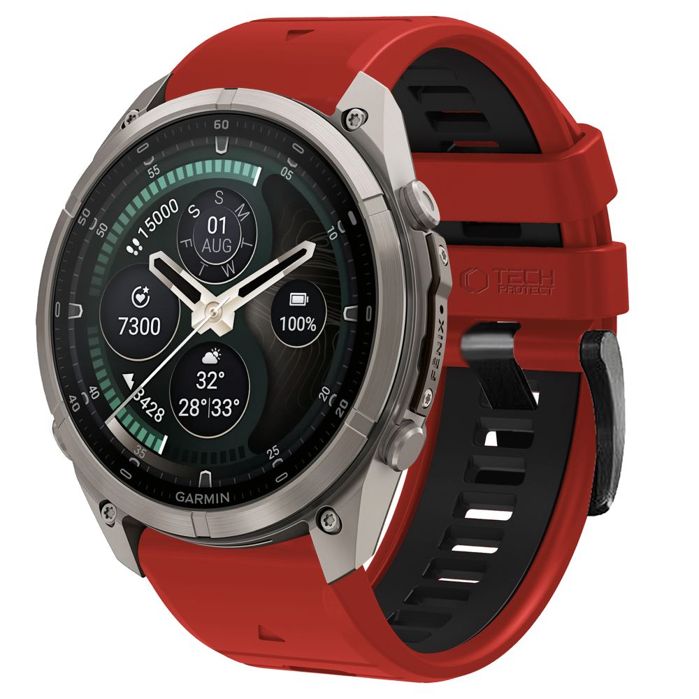 Curea Tech-protect Iconband Pro Garmin Fenix 5X / 5X Plus / 6X / 6X Pro / 7X / 8 / 8 Pro / 9 / 9 Pro (47 Mm) Rosu/Negru