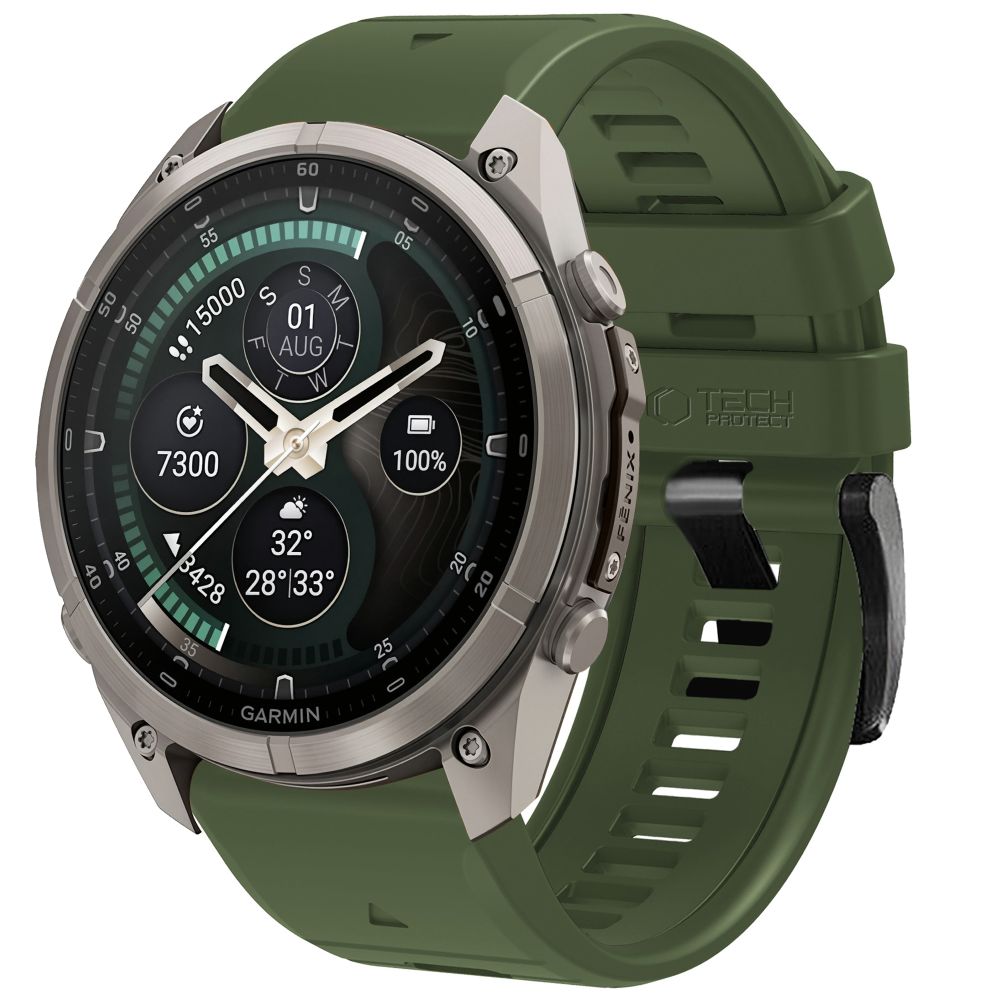 Husa Tech-protect Silicone Garmin Fenix 5 / 6 / 6 Pro / 7 / 8 / 8 Pro / E / 9 / 9 Pro (51 Mm) Military Verde