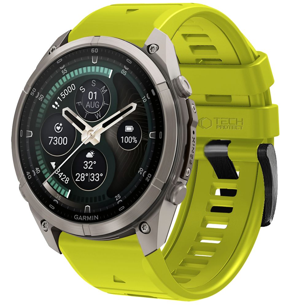 Husa Tech-protect Silicone Garmin Fenix 5 / 6 / 6 Pro / 7 / 8 / 8 Pro / E / 9 / 9 Pro (51 Mm) Volt Lime