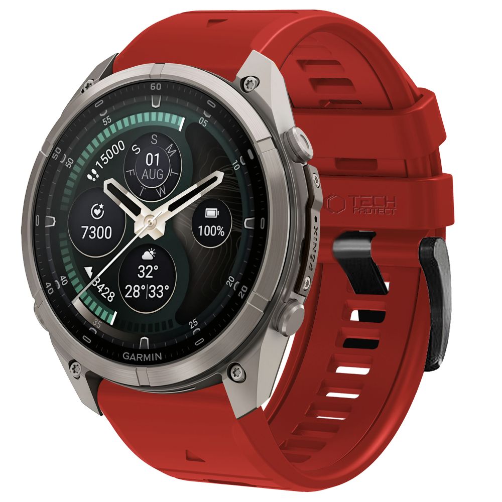 Husa Tech-protect Silicone Garmin Fenix 5 / 6 / 6 Pro / 7 / 8 / 8 Pro / E / 9 / 9 Pro (51 Mm) Crimson Rosu