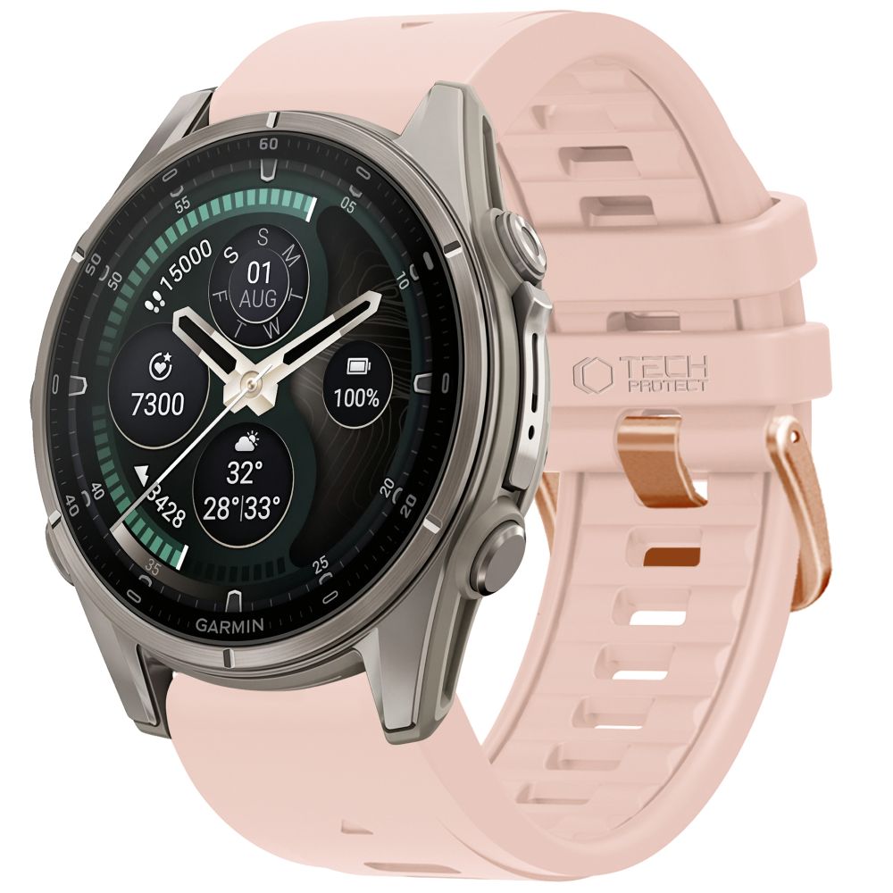 Husa Tech-protect Silicone Garmin Fenix 5S / 5S Plus / 6S / 6S Pro / 7S / 8 / 9 / 9 Pro (43 Mm) Powder Roz