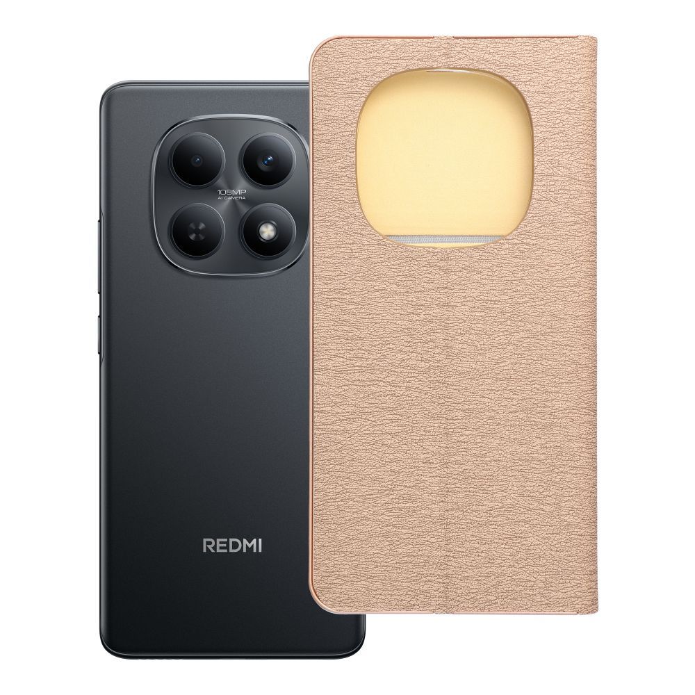 Husa Luna Book Auriu Flip pentru Xiaomi Redmi Note 15 5G Auriu