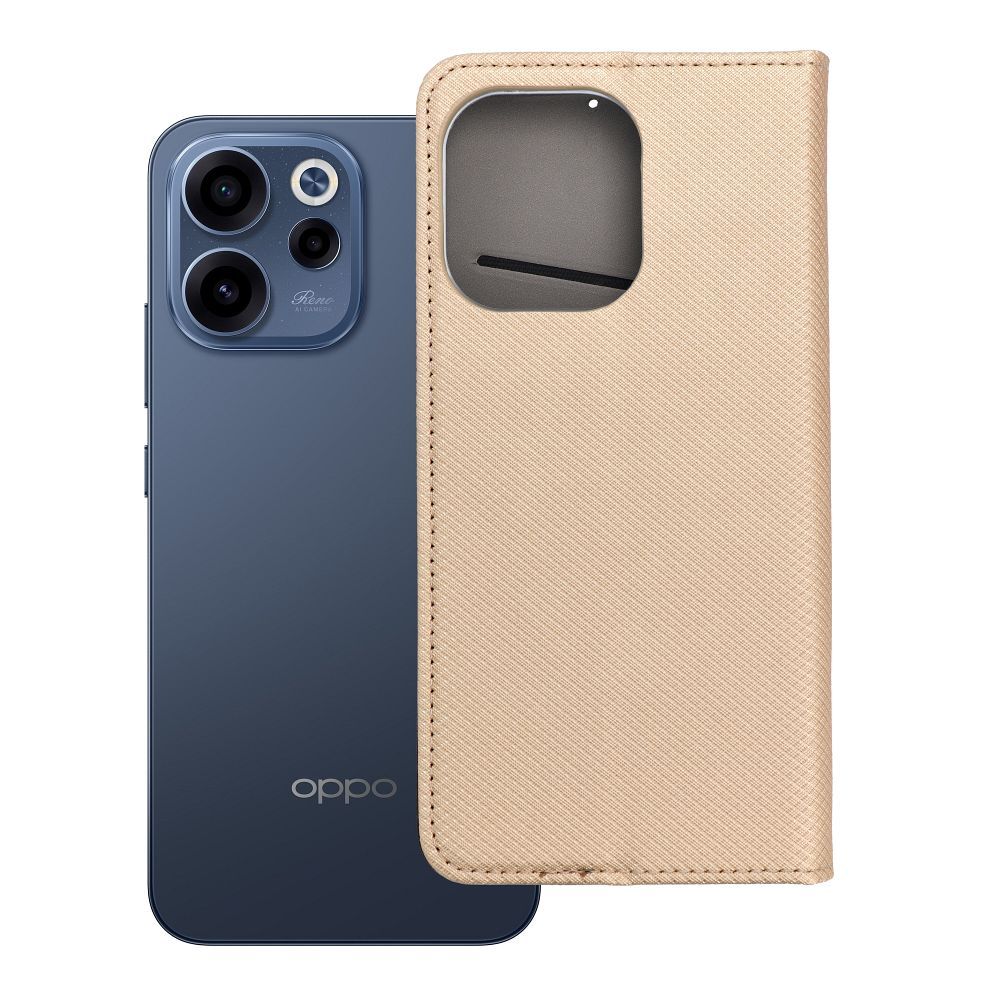Husa Smart Book pentru Oppo Reno 15F Auriu