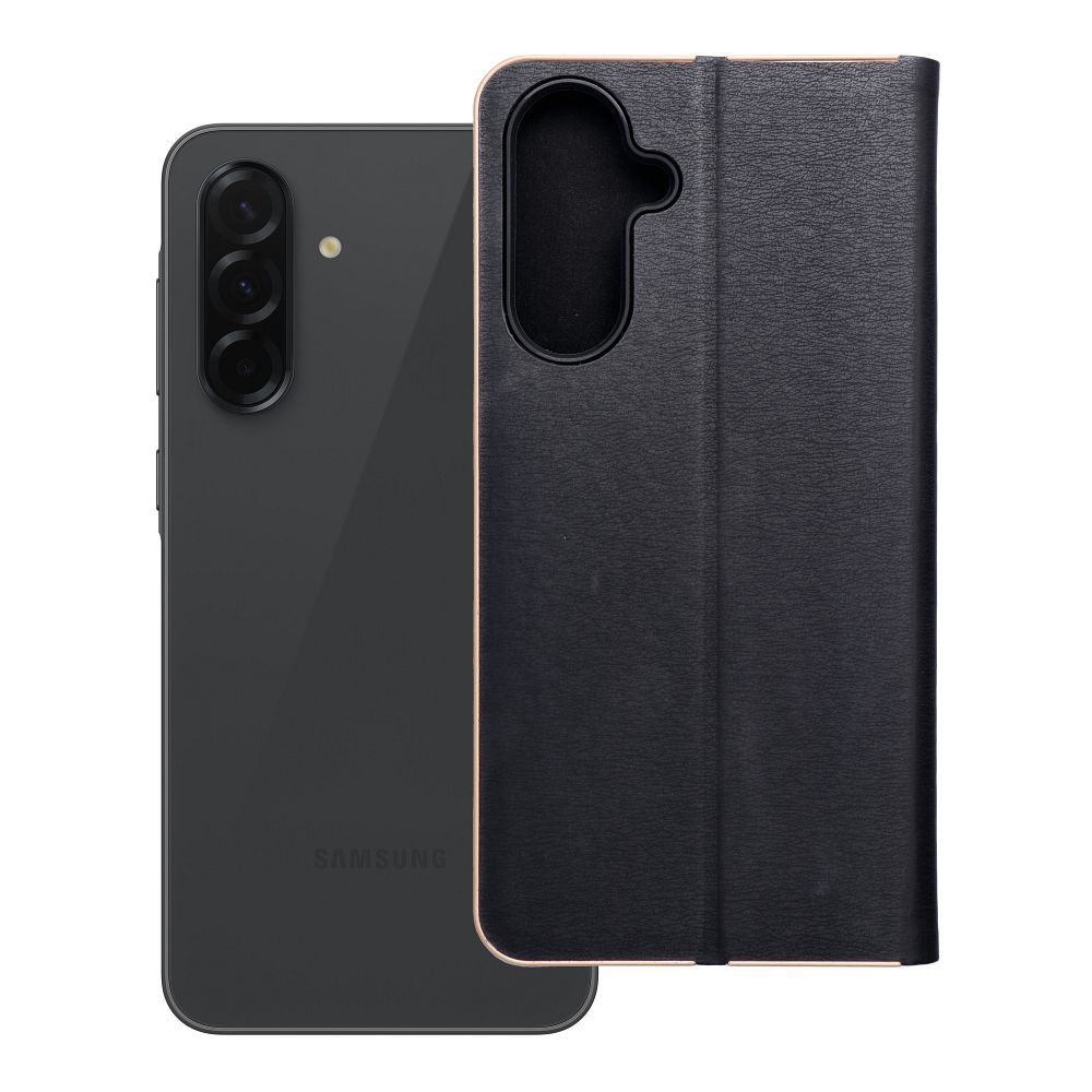 Husa Luna Book Auriu Flip pentru Samsung A36 5G Negru