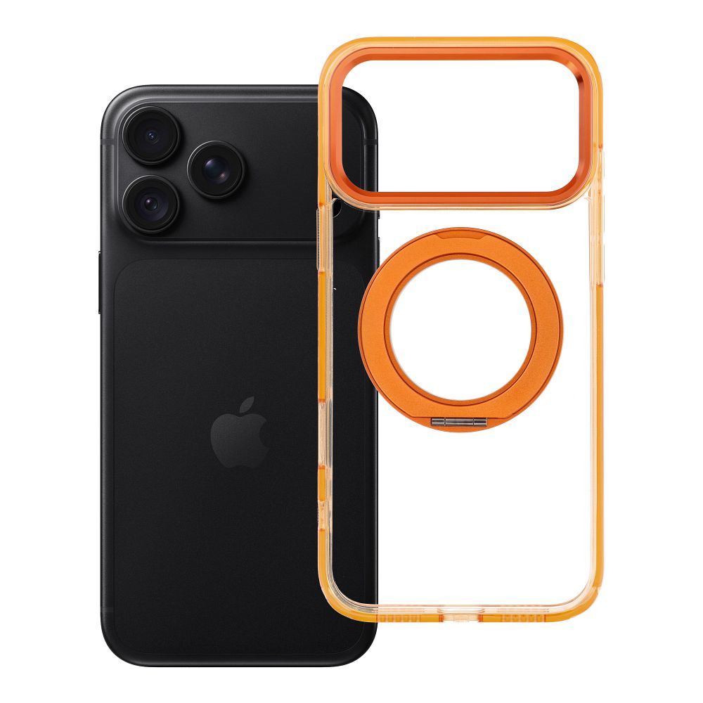 Husa pentru iPhone 18 Pro Max / 17 Pro Max Frame Circle Stand Compatible cu Magsafe Portocaliu