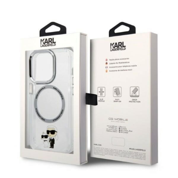 Husă pentru iPhone 14 Plus Karl Lagerfeld 6,7" KLHMP14MHNKCIT transparent hard Magsafe IML NFT Karl&Choupette – Transparent