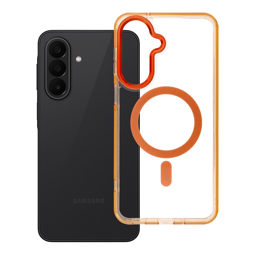 Husa Frame Transparent Hybrid Mag pentru Samsung A27 Compatible cu Magsafe Hermes Portocaliu